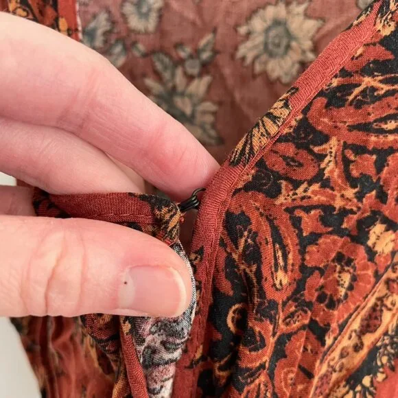 MOSSIMO SUPPLY CO Rust Red Burnt Orange Floral Sunflower Boho Sleeveless Romper - Picture 7 of 16